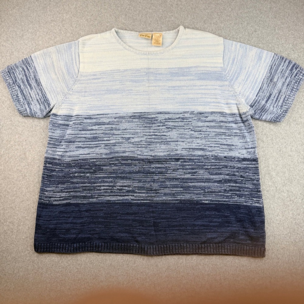 Bobbie Brooks Woman‎ Blue Ombre Knit Sweater Short Sleeve Cotton Plus 22W 24W